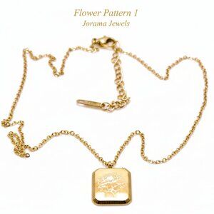11 Vintage Engrave Square Flower Pendant Necklaces | Patterson Jewelry